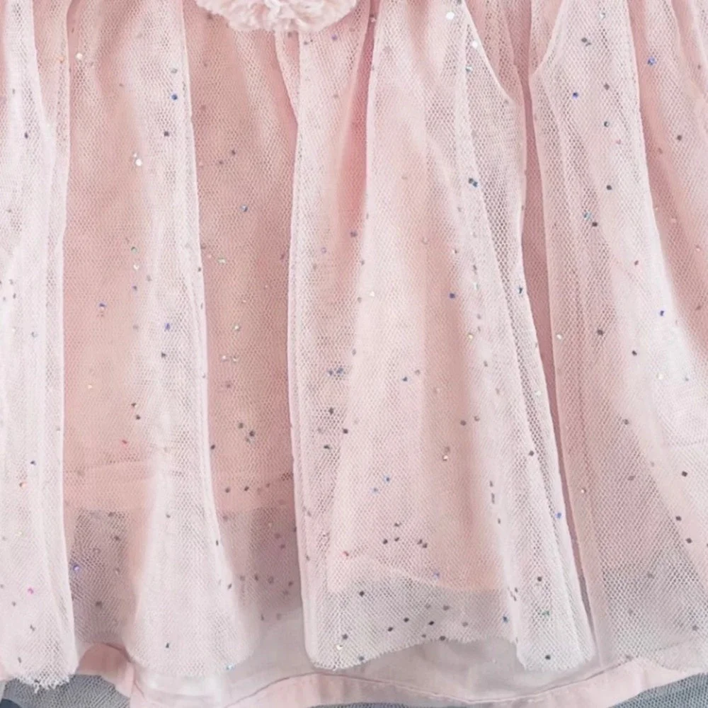 OshKosh Kids Girl Overall Dress Pink Cotton Tulle Bunny 18M Whimsical Sparkle